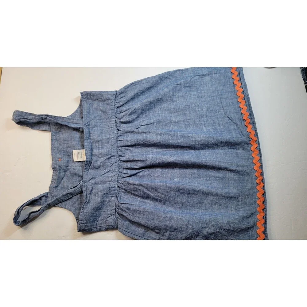 Gymboree Autumn Adventures Girls Pumpkin Chambray Denim Jumper Dress Size 6